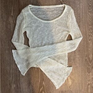 Sheer Cream Long Sleeve Top